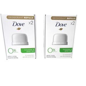 Dove Deodorant Refill Kit 2 Boxes includes 4 refills Cucumber and Green Tea